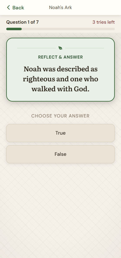 Quiz question about Noah walking with God